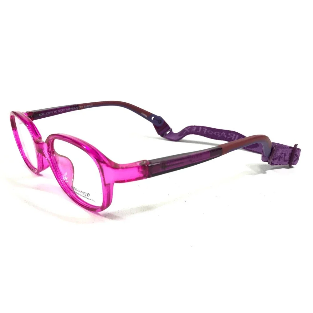 Miraflex Kids Goggles Eyeglasses Frames ELKI Purple Clear Pink Square 41-16-113